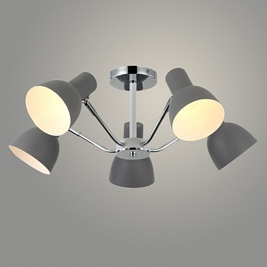 Люстра GH60033/5 WT+CR+GREY белый/хром /серый 5х60W E27 d600 h230 Люстра GH60033/5 WT+CR+GREY белый/хром /серый 5х60W E27 d600 h230