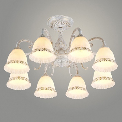 Люстра 74331/8 WH+GD белый/золото 8x60W E27 d600 h335 Люстра 74331/8 WH+GD белый/золото 8x60W E27 d600 h335