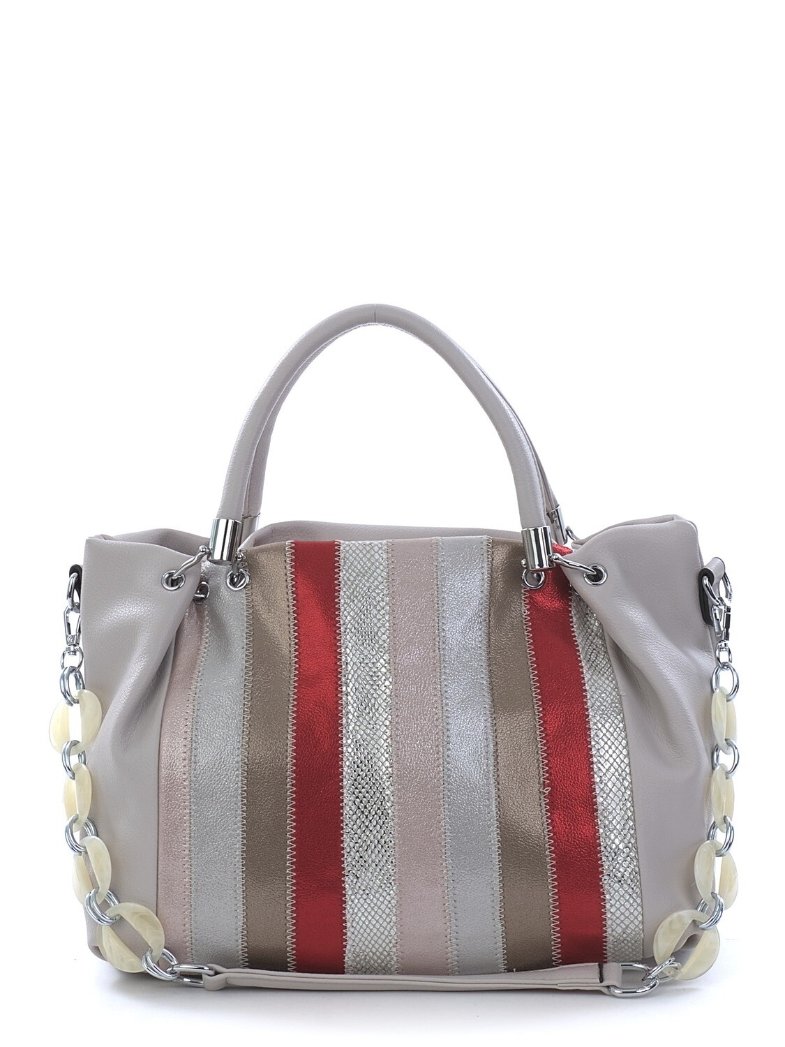 Сумка тоут Marrivina 19218 light gray / red [93951]