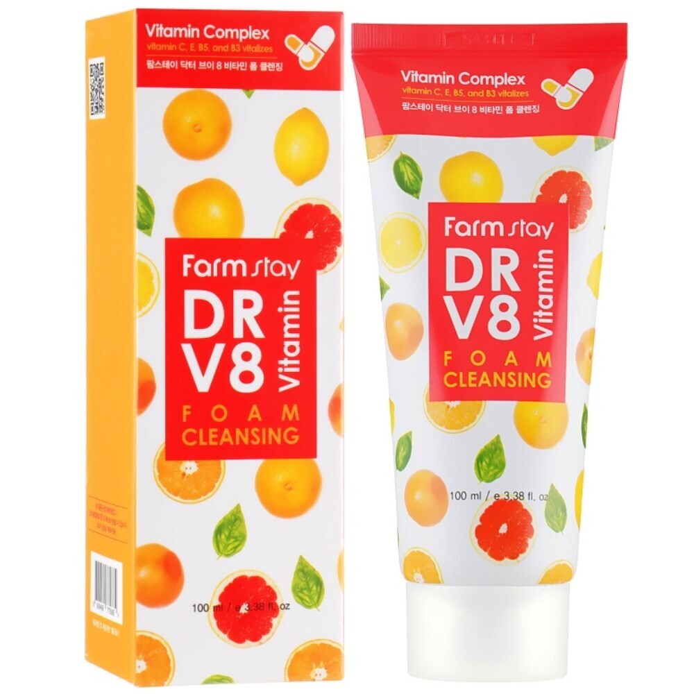 ПЕНКА ДЛЯ УМЫВАНИЯ С КОМПЛЕКСОМ ВИТАМИНОВ DR-V8 VITAMIN FOAM CLEANSING FarmStay 100мл